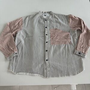 Artists in Orbit Men’s Patchwork Colorblock Stripe Cotton Canvas Overshirt | XXL